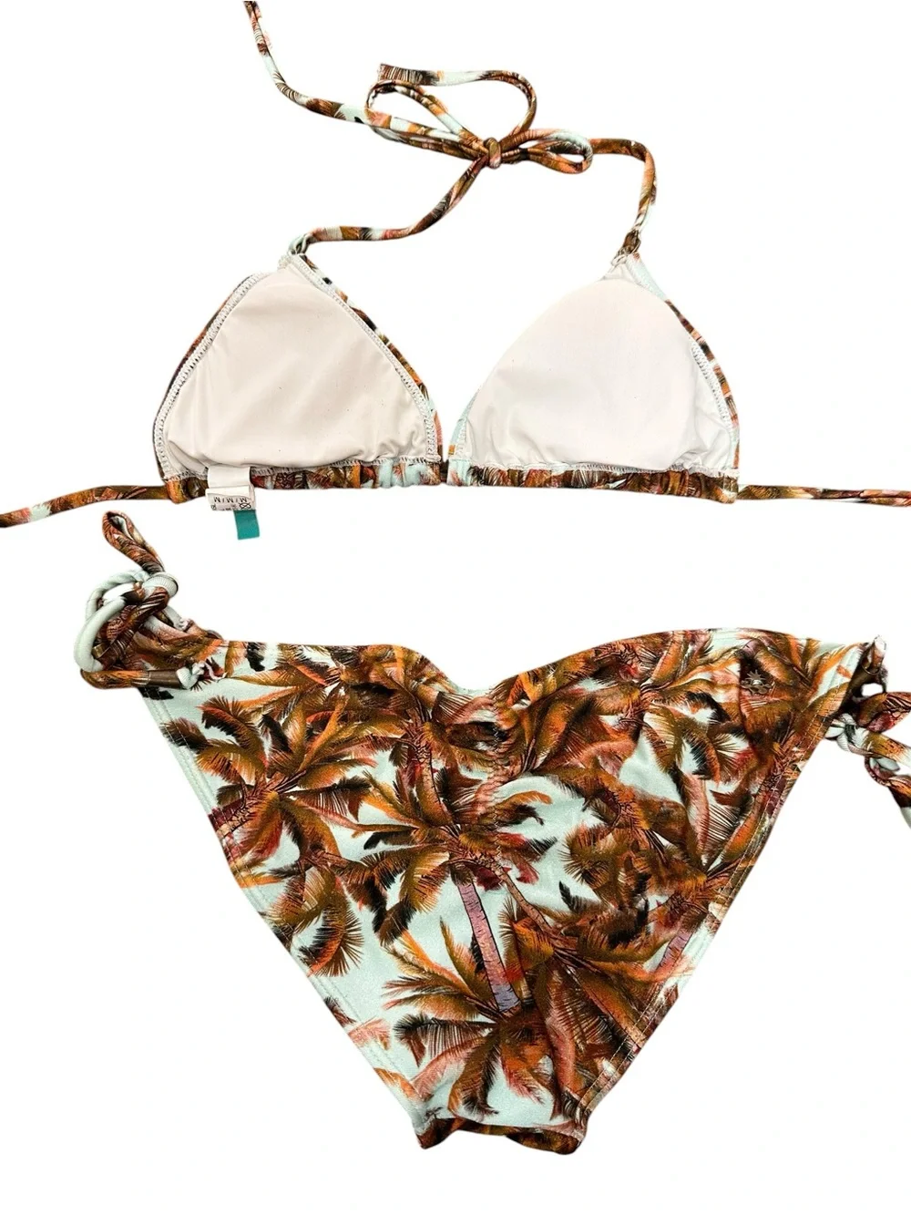 CIA MARITIMA Triangle Tie-Side Palm Print Bikini Set. Hawaii. Vacation. Beach M